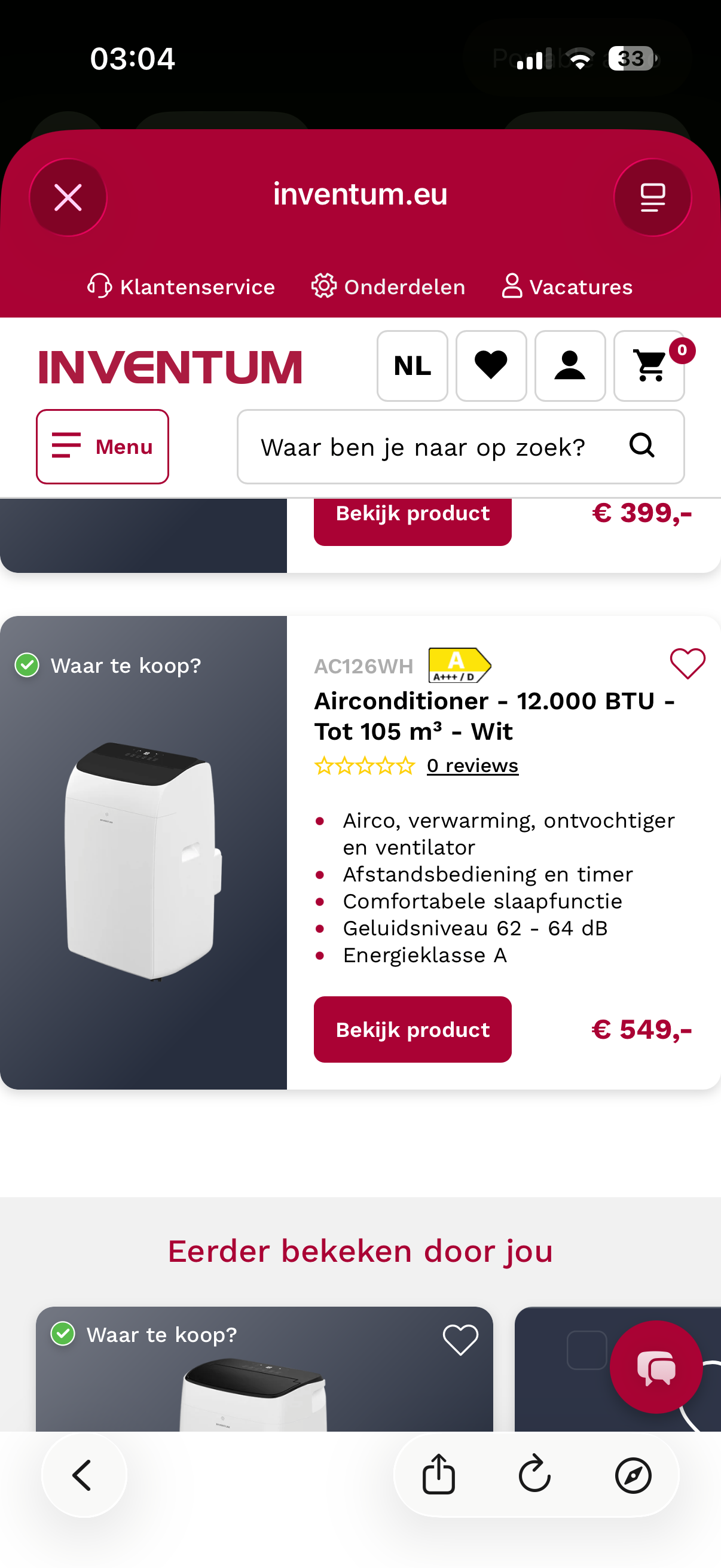 Inventum Airco AC906W – 9.000 BTU | Slaapfunctie
